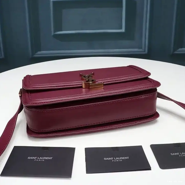 CHEAP Saint Box Laurent In Solferino Satchel Burgundy Gold Medium Leather 0324